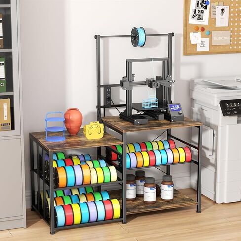 طاولة طابعة Aquzee ثلاثية الأبعاد مع مساحة تخزين للشعيرات، حامل طابعة ثلاثية الأبعاد W51*D23.6، رف تخزين للطابعة ثلاثية الأبعاد للخدمة الشاقة، منفذ طاقة واحد للطباعة ثلاثية الأبعاد، استوديو ورشة العمل المكتبية، لملحقات الطابعة ثلاثية الأبعاد in Kuwait