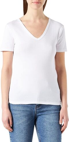 Petit Bateau Women's Iconic Cotton V-Neck T-Shirt Black Style A03ZM Sizes XXS-XL in Saudi Arabia
