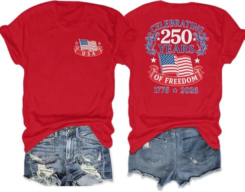 SUPEYA 250 الذكرى الولايات المتحدة الأمريكية قميص أمريكا 250th قمصان النساء العلم الأمريكي تي شيرت 4th من يوليو الوطنية الجرافيك المحملة in Kuwait