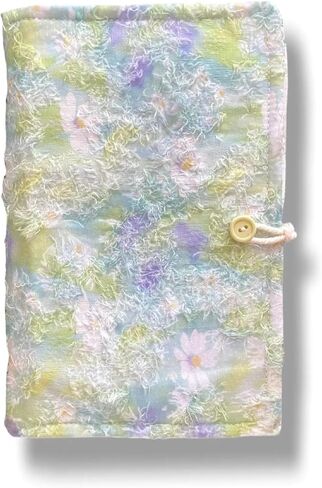 مجلة أنيقة قابلة لإعادة الملء مقاس A6 للنساء - غطاء من القماش الناعم الفاخر، غلاف مخطط زهور مطرز مع جيب بسحاب، دفتر كتابة احترافي (5x7، غير مبطن) (جوسامر ديزي) in Kuwait