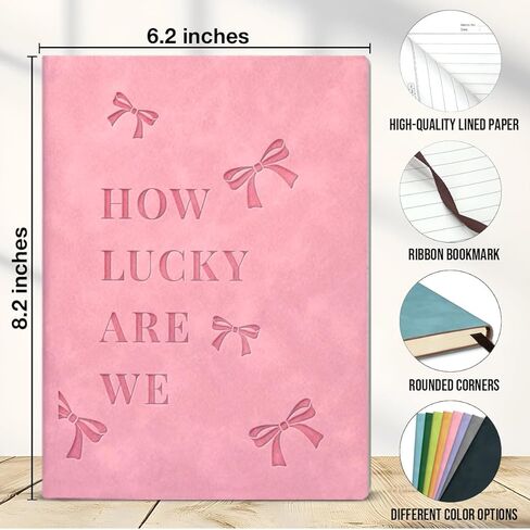 Pink Coquette Bow Journal for Women Cute How Lucky Are We Notebook Preppy Aesthetic Journal Notebook in Saudi Arabia