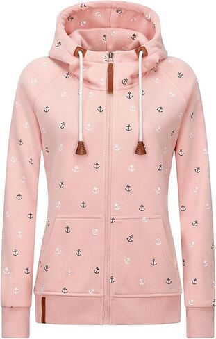 Women’s Hoodies Zip Up Long Sleeve Regular Fit Printed Hooded Sweatshirt Casual Coat Tops Black in Kuwait