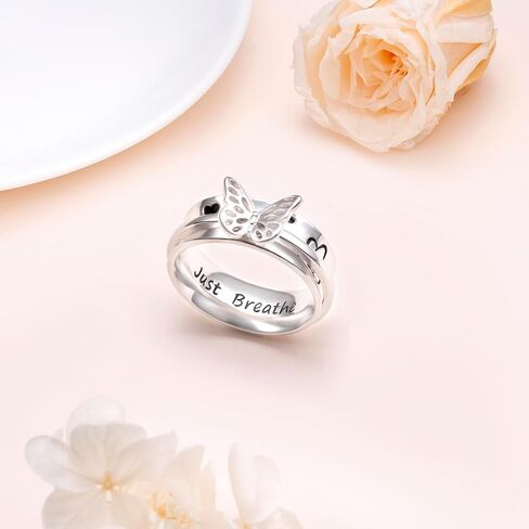 Sterling Silver Spinner Ring Butterfly Rings for Women, Vintage Wide Band Fidget Ring for Anxiety Relieve Stress Gift for Women in Kuwait