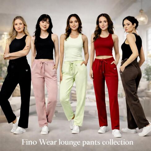 Womens Fleece Wide Leg Pants, Fleece Lined Drawstring Sweatpants for Casual Wear and Travel in Saudi Arabia