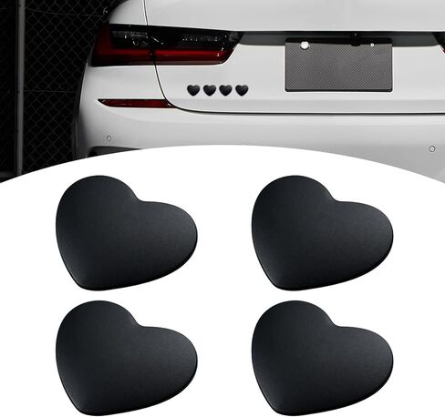4PCS Heart Metal Car Emblem Stickers, Metal Chrome Waterproof Fade-resistant Vehicle Decals, Creative Fashionable Rear Love Badge Decoration, for Doors, Bumper, Rear License Plate (Silver) in Saudi Arabia