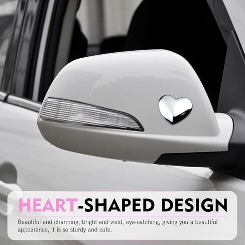 4 قطع من ملصقات شعار السيارة المعدنية على شكل قلب، شارات معدنية مقاومة للماء من الكروم ومقاومة للبهتان، زخرفة شارة الحب الخلفية المبتكرة والعصرية، للأبواب، المصد، لوحة الترخيص الخلفية (فضي) in Kuwait