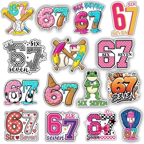 [15pcs x 3''] 6 7 Sticker Funny Six Seven Sticker Gift for Gen z Gen Alpha Teen Boy Girl Waterproof Vinyl Gifts for Phone, Water Bottle, Luggage, Laptop in Kuwait