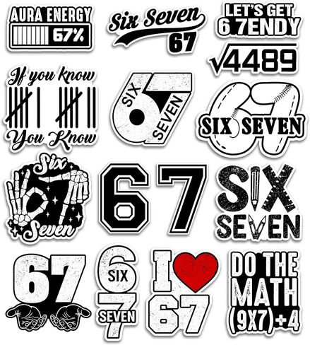 [15pcs x 3''] 6 7 Sticker Funny Six Seven Sticker Gift for Gen z Gen Alpha Teen Boy Girl Waterproof Vinyl Gifts for Phone, Water Bottle, Luggage, Laptop in Saudi Arabia