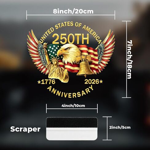 2PCS America 250th Anniversary Car Window Decal Sticker，1776-2026 American Independence Commemorative Sticker，America 250 Merchandise Bumper Stickers for Car, Pickup Truck, SUV (Eagle Wings) in Saudi Arabia