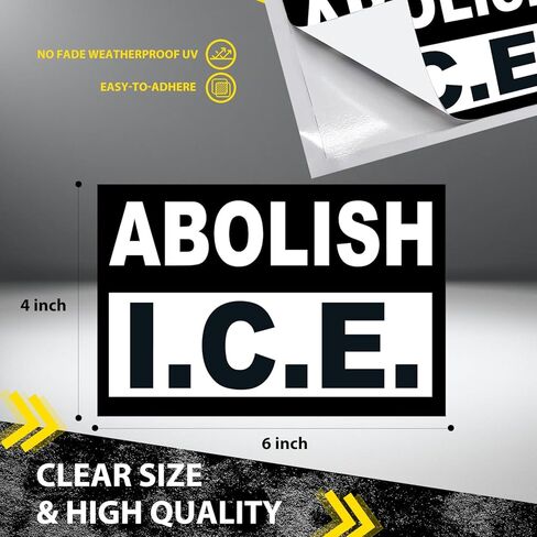4 قطع ملصق Abolish ICE Rally Bumper - ملصق Fuck ICE No Human غير قانوني، للسيارات والشاحنات والنوافذ والكمبيوتر المحمول وملصقات مقاومة للماء in Saudi Arabia