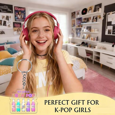 TI-EDC Soda Pop Birthday Party Friendship BFF Gifts for Fans Kpop Merch for K-Pop Lovers, Kpop Keychain Gifts for Girls, Galentines Day Gifts for Women, Korean Drama Music Keychain for Girls in Saudi Arabia