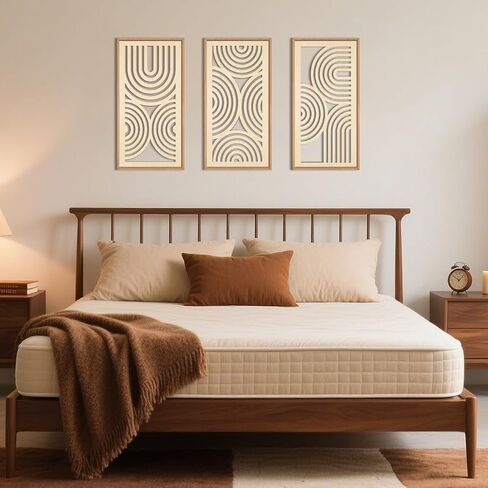 IARTTOP Boho Wooden Framed Wall Art Set of 3 Mid-century Modern Wood Wall Decor Minimalist Natural Bohemian Home Decor for Living Room Dining room Office in Kuwait