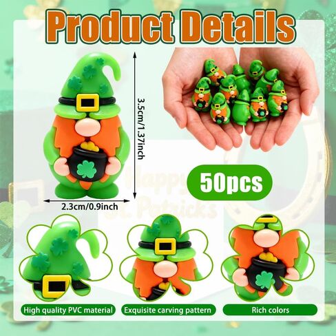 25pcs St. Patrick's Day Mini Gnomes Bulks, Mini Gnomes Figures to Hide and Seek for Favor Home Decor in Kuwait