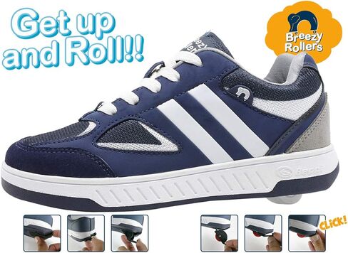 Beppi Roller Sneakers for Girls & Boys –Skate Shoes with Wheels Navy Blue, Size 4 in Saudi Arabia