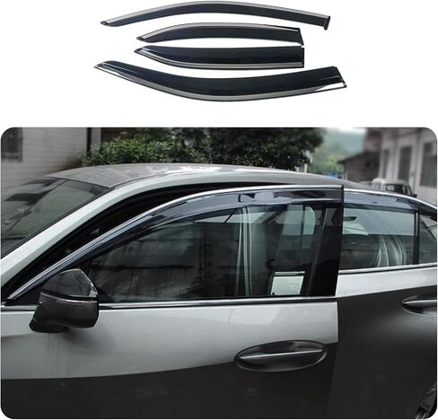 ملحقات السيارة مناسبة لسيارة Lexus UX 200 250h UX200 UX250h 2019-2024 شريط على النافذة واقي المطر (Blakc) 4 قطع غطاء واقي من الشمس مع زخرفة من الفولاذ المقاوم للصدأ 304 in Saudi Arabia