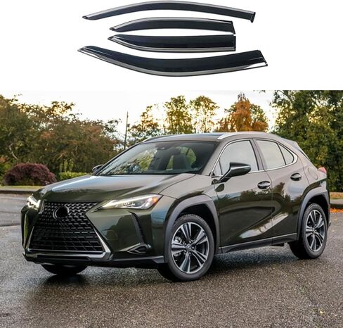ملحقات السيارة مناسبة لسيارة Lexus UX 200 250h UX200 UX250h 2019-2024 شريط على النافذة واقي المطر (Blakc) 4 قطع غطاء واقي من الشمس مع زخرفة من الفولاذ المقاوم للصدأ 304 in Saudi Arabia