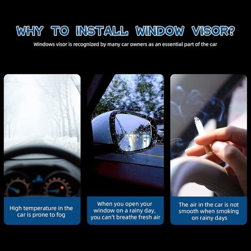 4pcs Compatible with 99-06 Silverado/Sierra 1500/2500/3500 07 Classic Body Extended Cab with Half Size Back Doors Front+Rear Smoke Sun/Rain Guard Outside Mount Tape-On Window Visors in Kuwait