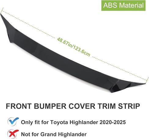 for Highlander Grille Upper Cover Trim Strip, Sporty Front Hood Grille Cover Bonnet Protector for 2020-2025 Toyota Highlander LE, XLE, XSE,Limited, Platinum, Bronze Edition-Glossy Black in Saudi Arabia