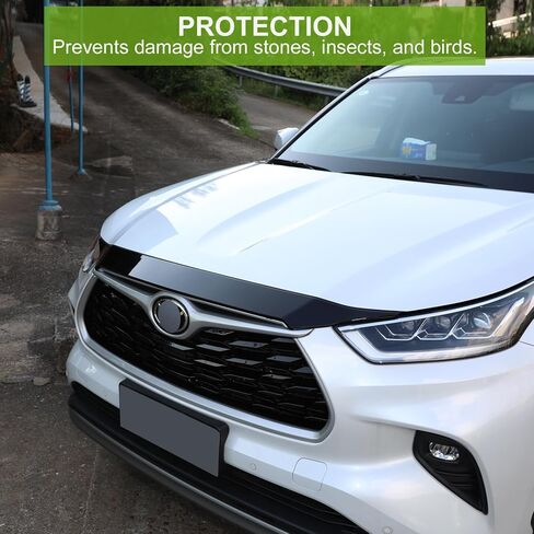 for Highlander Grille Upper Cover Trim Strip, Sporty Front Hood Grille Cover Bonnet Protector for 2020-2025 Toyota Highlander LE, XLE, XSE,Limited, Platinum, Bronze Edition-Glossy Black in Saudi Arabia