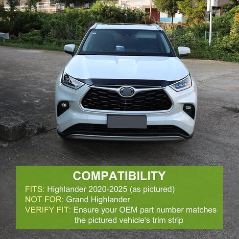 for Highlander Grille Upper Cover Trim Strip, Sporty Front Hood Grille Cover Bonnet Protector for 2020-2025 Toyota Highlander LE, XLE, XSE,Limited, Platinum, Bronze Edition-Glossy Black in Saudi Arabia