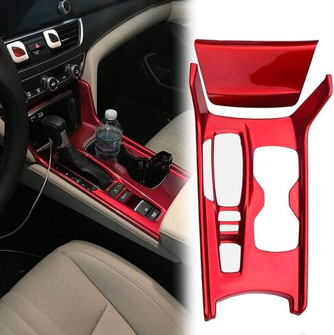 LEXLEY 2Pcs Carbon Fiber Style Gear Shift Frame Console Panel Trims Cover Cup Holder Decor Decal Compatible with Honda Accord Hybrid 2018 2019 2020 2021 2022,Not Fit Gas (Without gear lever) in Saudi Arabia