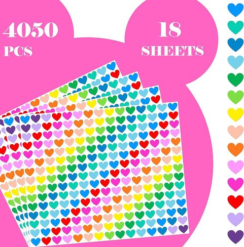 YSHIHE Heart Stickers, 4050 Pieces, 1/2 Inch Mini Colorful Stickers for Kids, Party Favors, Decorating in Kuwait