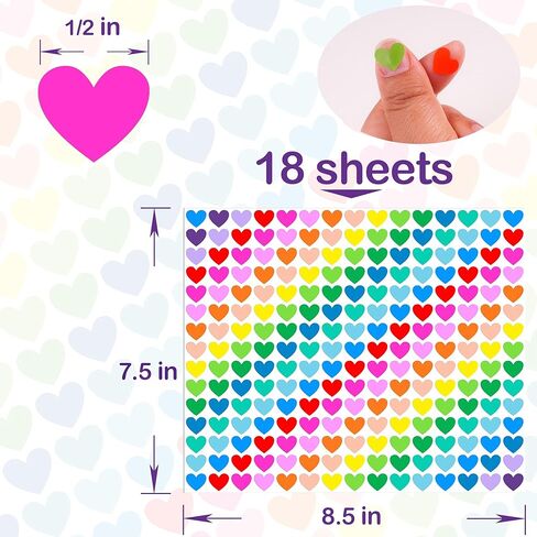 YSHIHE Heart Stickers, 4050 Pieces, 1/2 Inch Mini Colorful Stickers for Kids, Party Favors, Decorating in Kuwait