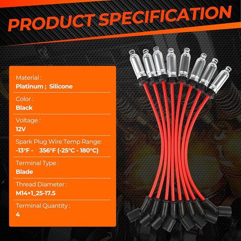 UF-271 Set of 8 Square Ignition Coil & 41-962 Spark Plug and Red Wire Set Compatible with Chevrolet Avalanche Silverado Suburban GMC Hummer H2 Savana 1500 2500 3500 Sierra 1999-2007 12556893 in Kuwait