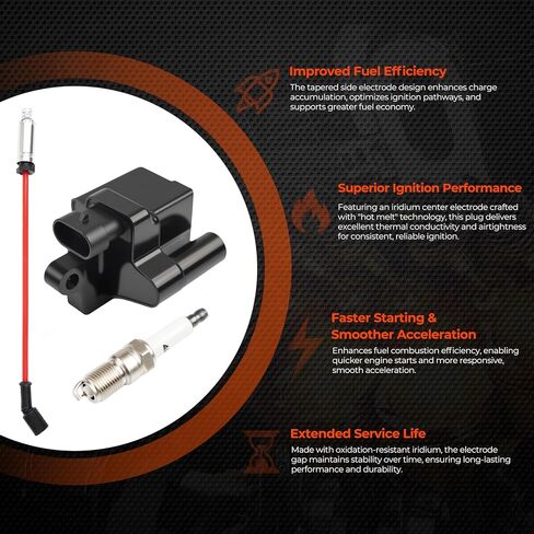 UF-271 Set of 8 Square Ignition Coil & 41-962 Spark Plug and Red Wire Set Compatible with Chevrolet Avalanche Silverado Suburban GMC Hummer H2 Savana 1500 2500 3500 Sierra 1999-2007 12556893 in Kuwait