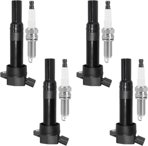 ITOM Ignition Coil Pack and Spark Plugs UF651 Compatible with Hyundai 2012-2016 Elantra GT L4 1.8L 2014-2020 Tucson, for Kia 2014-2015 Forte Koup 2012-2019 Soul L4 2.0L Coil Packs Set of 4 in Kuwait