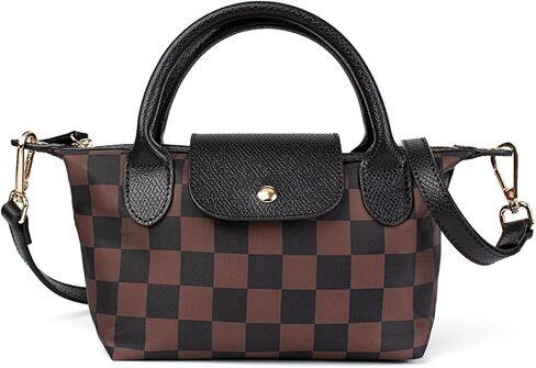 حقيبة يد نسائية صغيرة عصرية من النايلون، حزام كتف قابل للتعديل، مقابض علوية من الجلد الصناعي in Kuwait