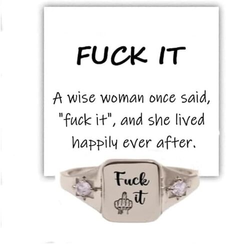 FUCk It Square Ring For Women Men, Funny Engraved Fuck It Middle Finger Dainty Bar Ring Sorority Sisters Stackable Minimalist Inspirational Fuck Off Cool Statement Signet Ring Jewelry Gifts For Girls Boys in Kuwait