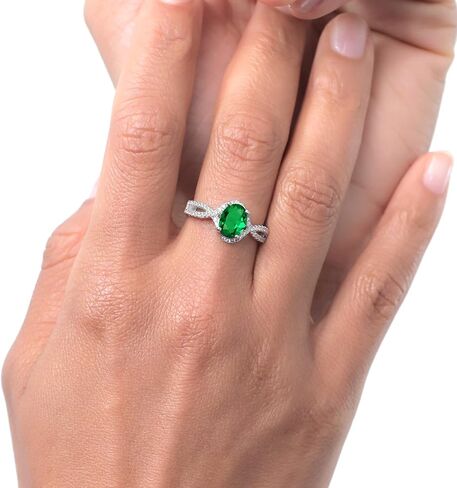 Gem Stone King 1.73 Cttw Green Nano Emerald Ring For Women | 925 Sterling Silver | Oval 8X6MM | Wedding Engagement Anniversary Promise Ring For Women | Available In Size 5, 6, 7, 8, 9 in Saudi Arabia
