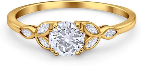 Blue Apple Co. Vintage Art Deco Wedding Engagement Ring Round Simulated Cubic Zirconia 925 Sterling Silver in Saudi Arabia