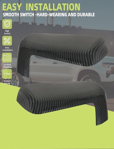 غطاء مرآة الرؤية الخلفية من ألياف الكربون متوافق مع Chevy Silverado 1500 2500 3500 2019-2024/ GMC Sierra 1500 2500 3500 2019-2024 أجزاء الملحقات تحل محل زوج واحد من اليسار واليمين in Kuwait