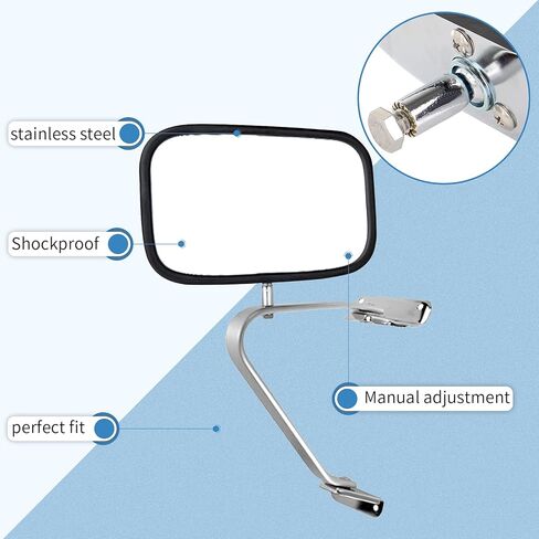 ECCPP Driver and Passenger Side View Mirror Fits for 1980-1984 For Ford F100 150 1980-1997 For Ford For F250 350 450 Ranger Chrome Non-Heated Manual Folding Outside Rear View Replacement Door Mirror in Kuwait