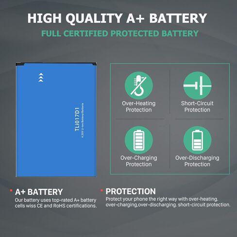 بطارية لـ TLi017D1، (الإصدار الجديد 2025) بطارية بديلة 1850 مللي أمبير في الساعة لـ TCL Flip Pro VZW-TCL-4056W موديل TLi017D1 / TLi017C1 in Kuwait