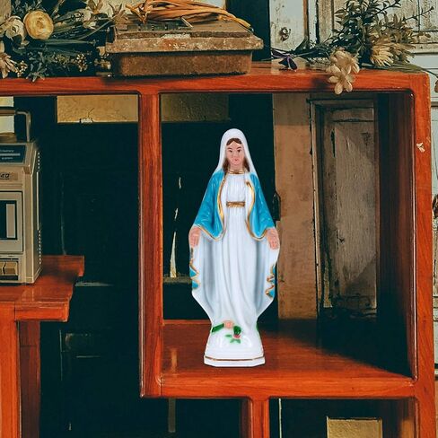 PRETYZOOM Virgin Mary Statue Figurine 6" Blessed Mother Mary Statue Plastic Catholic Religious Style Lady of Grace Sculpture for Desktop Church Decor in Saudi Arabia
