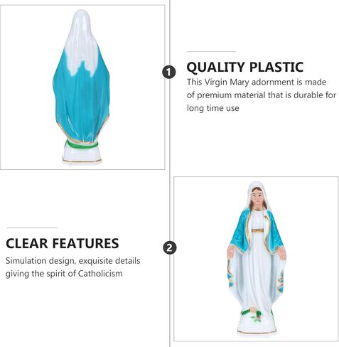 PRETYZOOM Virgin Mary Statue Figurine 6" Blessed Mother Mary Statue Plastic Catholic Religious Style Lady of Grace Sculpture for Desktop Church Decor in Saudi Arabia