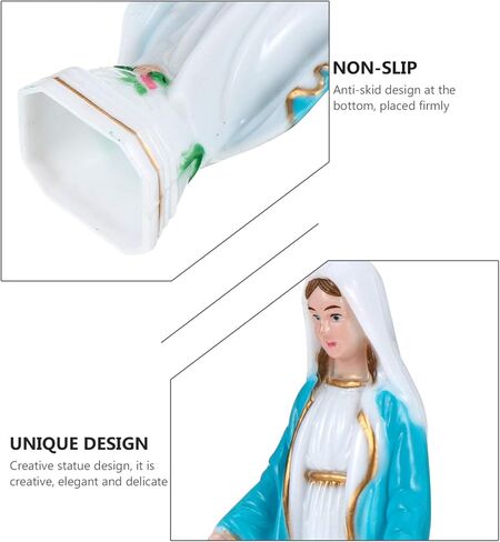 PRETYZOOM Virgin Mary Statue Figurine 6" Blessed Mother Mary Statue Plastic Catholic Religious Style Lady of Grace Sculpture for Desktop Church Decor in Saudi Arabia