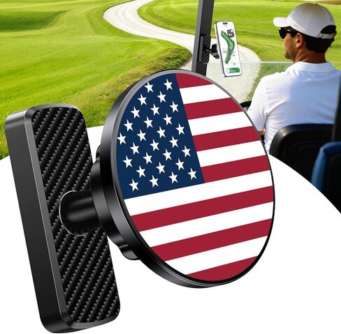 Magnetic Golf Cart Phone Holder, Golf Accessories Gifts for Men Dad Husband Unique, 360° Rotation US Flag Phone Mount for Golf Cart, Birthday Golf Gifts for Men Him Boyfriend, 2026 Golfers Must Haves in Saudi Arabia