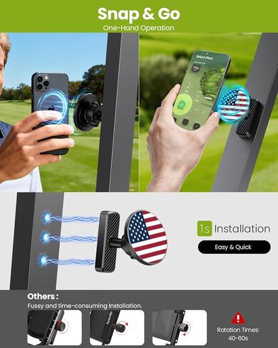 Magnetic Golf Cart Phone Holder, Golf Accessories Gifts for Men Dad Husband Unique, 360° Rotation US Flag Phone Mount for Golf Cart, Birthday Golf Gifts for Men Him Boyfriend, 2026 Golfers Must Haves in Saudi Arabia