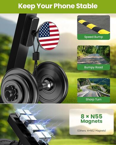 Magnetic Golf Cart Phone Holder, Golf Accessories Gifts for Men Dad Husband Unique, 360° Rotation US Flag Phone Mount for Golf Cart, Birthday Golf Gifts for Men Him Boyfriend, 2026 Golfers Must Haves in Saudi Arabia