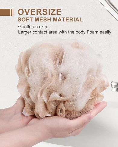 Loofah Sponge, XL Large Loofah 75g 4 Pack, Bath Sponge Soft Mesh Shower, Body Scrubber, Loofah for Men, Bath Accessories Body wash Foaming (Beige) in Kuwait