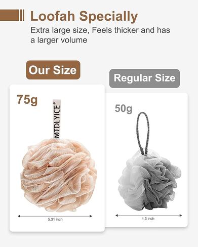 Loofah Sponge, XL Large Loofah 75g 4 Pack, Bath Sponge Soft Mesh Shower, Body Scrubber, Loofah for Men, Bath Accessories Body wash Foaming (Beige) in Kuwait