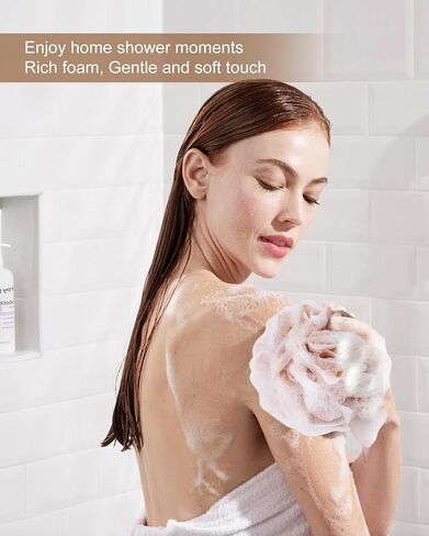 Loofah Sponge, XL Large Loofah 75g 4 Pack, Bath Sponge Soft Mesh Shower, Body Scrubber, Loofah for Men, Bath Accessories Body wash Foaming (Beige) in Kuwait