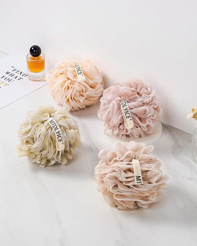 Loofah Sponge, XL Large Loofah 75g 4 Pack, Bath Sponge Soft Mesh Shower, Body Scrubber, Loofah for Men, Bath Accessories Body wash Foaming (Beige) in Kuwait