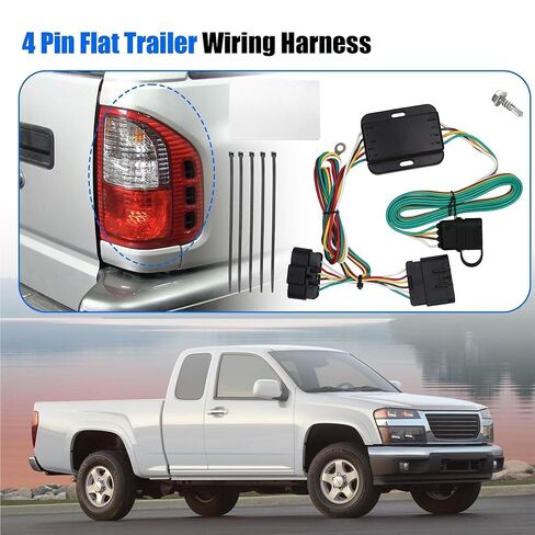 4 Pin Flat Trailer Wiring Harness Fit for Chevrolet Chevy Colorado GMC Canyon 2004-2012 for Isuzu I-280 I-290 I-350 I-370 2006-2008 4 Way Trailer Connector Tow Hitch Wiring Harness Kit 55510 in Saudi Arabia
