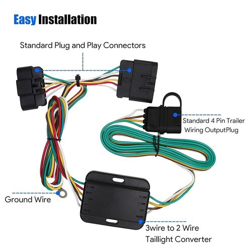 4 Pin Flat Trailer Wiring Harness Fit for Chevrolet Chevy Colorado GMC Canyon 2004-2012 for Isuzu I-280 I-290 I-350 I-370 2006-2008 4 Way Trailer Connector Tow Hitch Wiring Harness Kit 55510 in Saudi Arabia