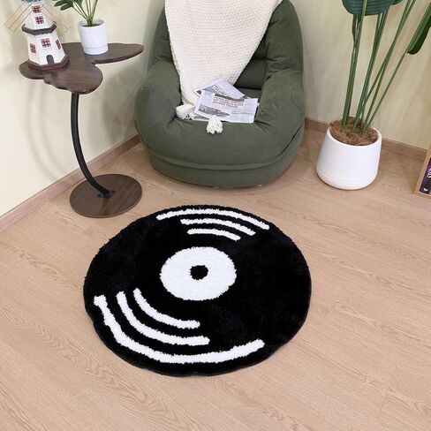 LAKEA Creative Vinyl Record سجادة معنقدة للديكور الداخلي الجمالي للمنزل، سجادة ناعمة لفيلم الرعب (31.5 × 31.5 بوصة) in Kuwait